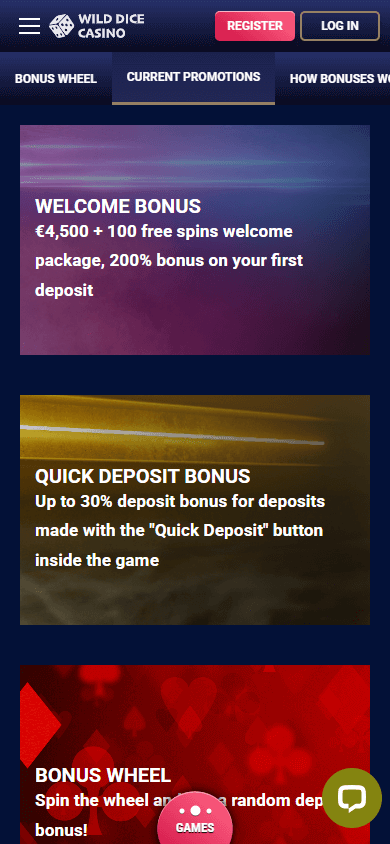 Bonus et utilisations du casino Wild Dice